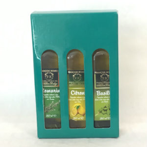 coffret huiles d'olive aromatisées romarin citron basilic